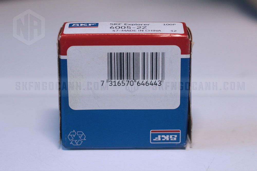 Mặt dưới vỏ hộp Vòng bi 6005-2Z SKF chính hãng